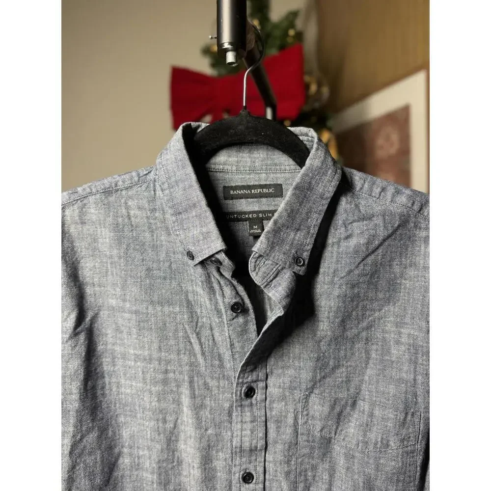 Banana Republic Men's Button-Up Shirt, Gray, Size M